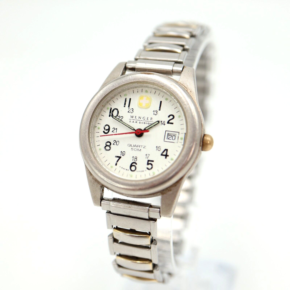 Wenger SAK Designs Swiss Watch 29mm Date Dial Silver Tone with New Battery